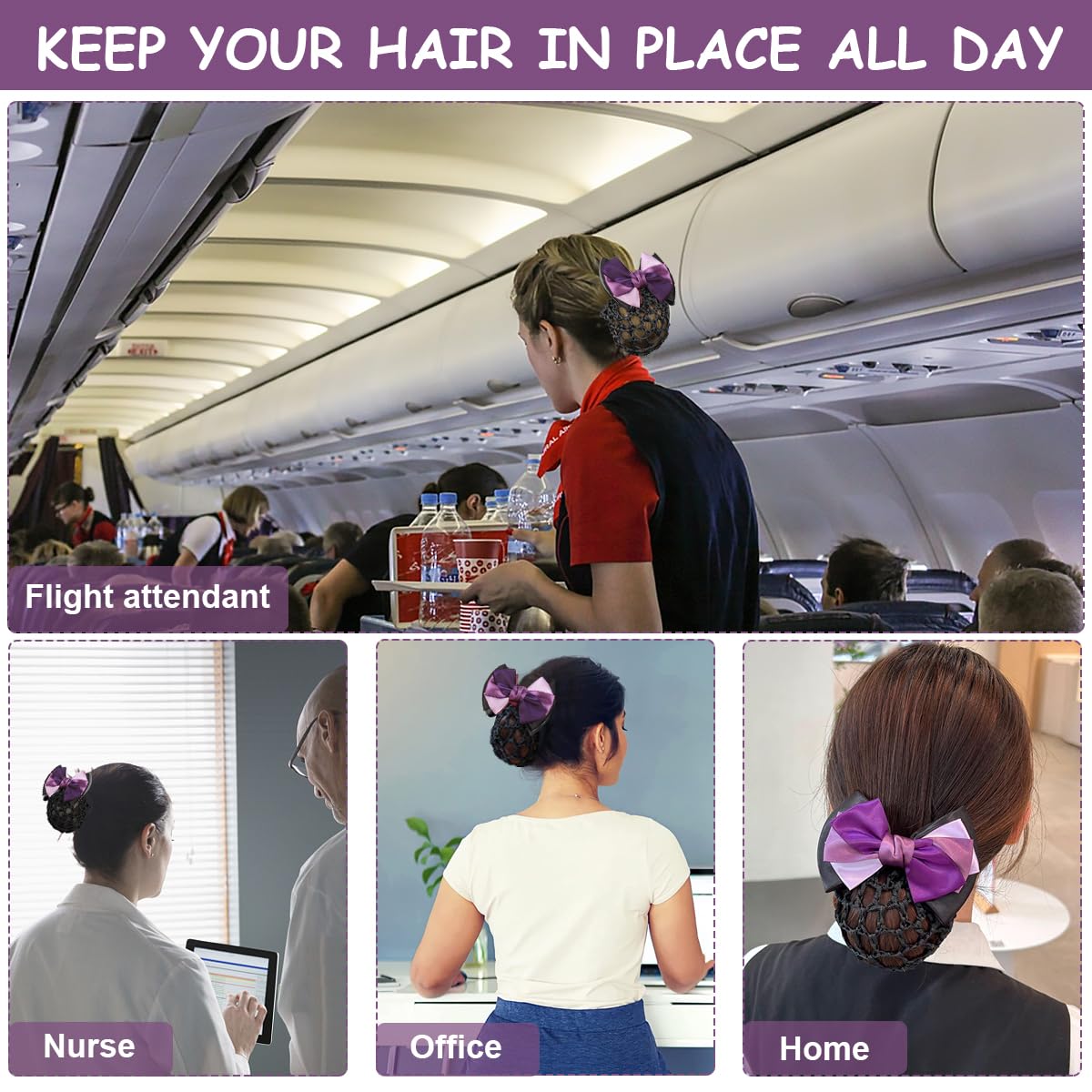 MAYCREATE Bowknot Snood Net Barrette Hair Bun Accessories for Women Lady, Elastic Mesh Hair Bun Clip Bow Hair Bun Cover Hairnet for Daily, Dance, Office MAYCREATE Bowknot Snood Net Barrette Hair Bun Accessories for Women Lady, Elastic Mesh Hair Bun Clip Bow Hair Bun Cover Hairnet for Daily, Dance, Office